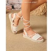 Sandales Bride à la cheville Bout ouvert Semelle épaisse Demi-pantoufles Vêtements d'extérieur Chaussures plates